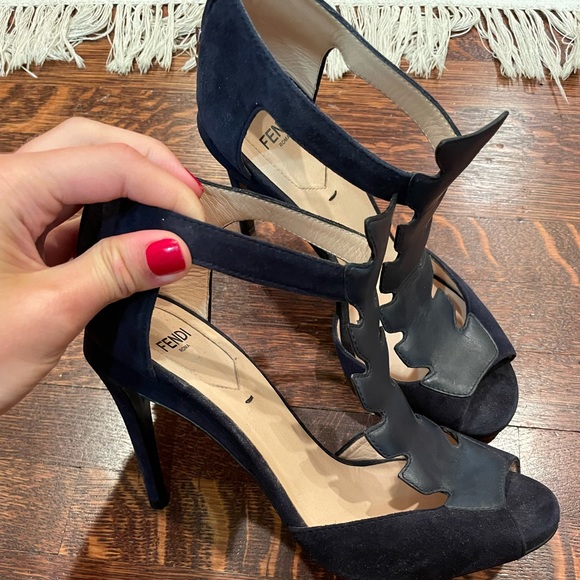 Navy Fendi Heels - Picture 2 of 5
